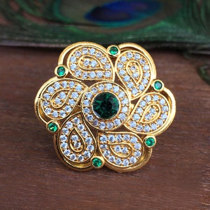 Indian CZ Gold Plated Ring, AD Ring, Traditional Ring, Adjustable Ring, Statement Ring, Wedding Bridal Ring, Gift For Her, Ring For Wedding