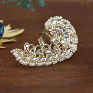Indian Kundan Ring,Traditional Ring,Adjustable Finger Ring,Statement Ring,Indian Jewelry,Wedding Jewelry,Gift For Her,Bollywood Jewelry