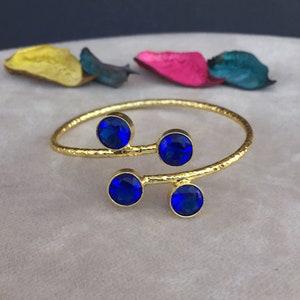Blue Stone Bracelet, Matte Gold Plated Openable Bracelet, Desingner Adjustable Bracelet, Indian Jewelry, Wedding Jewelry, Gift For Her