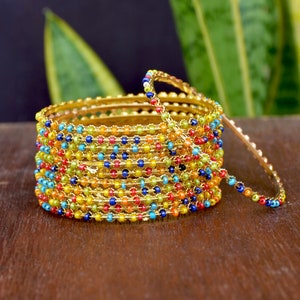 Indian Bangles Set of 12,IndianJewelry,Gift for Her,WeddingJewelry,Bridesmaid Gift,GoldPlated Multicolor Pearl Bangle, Indian Wedding Bangle