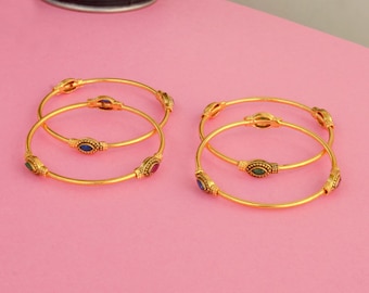 Pulseras indias bañadas en oro - Juego de 4 Kangan