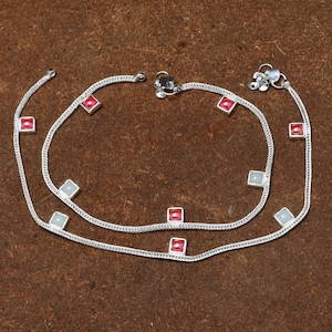 Indian Anklet, Silver Plated Red Stone Anklet, Anklet Bridesmaids Gift, Gift For Her, Anklet For Women/Girl