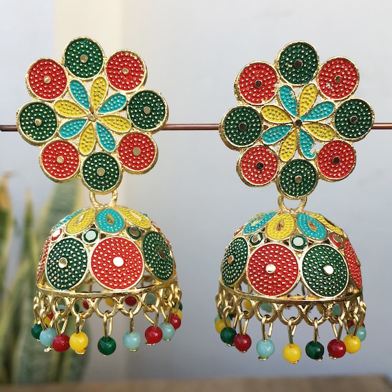 Dotmandala Earrings, Hand Painted Mirror Earrings, Wooden Dangle Earring  Pair, Handmade Jewelry, Boho Jewelry, Girlfriend Gifts Bridesmaids - Etsy