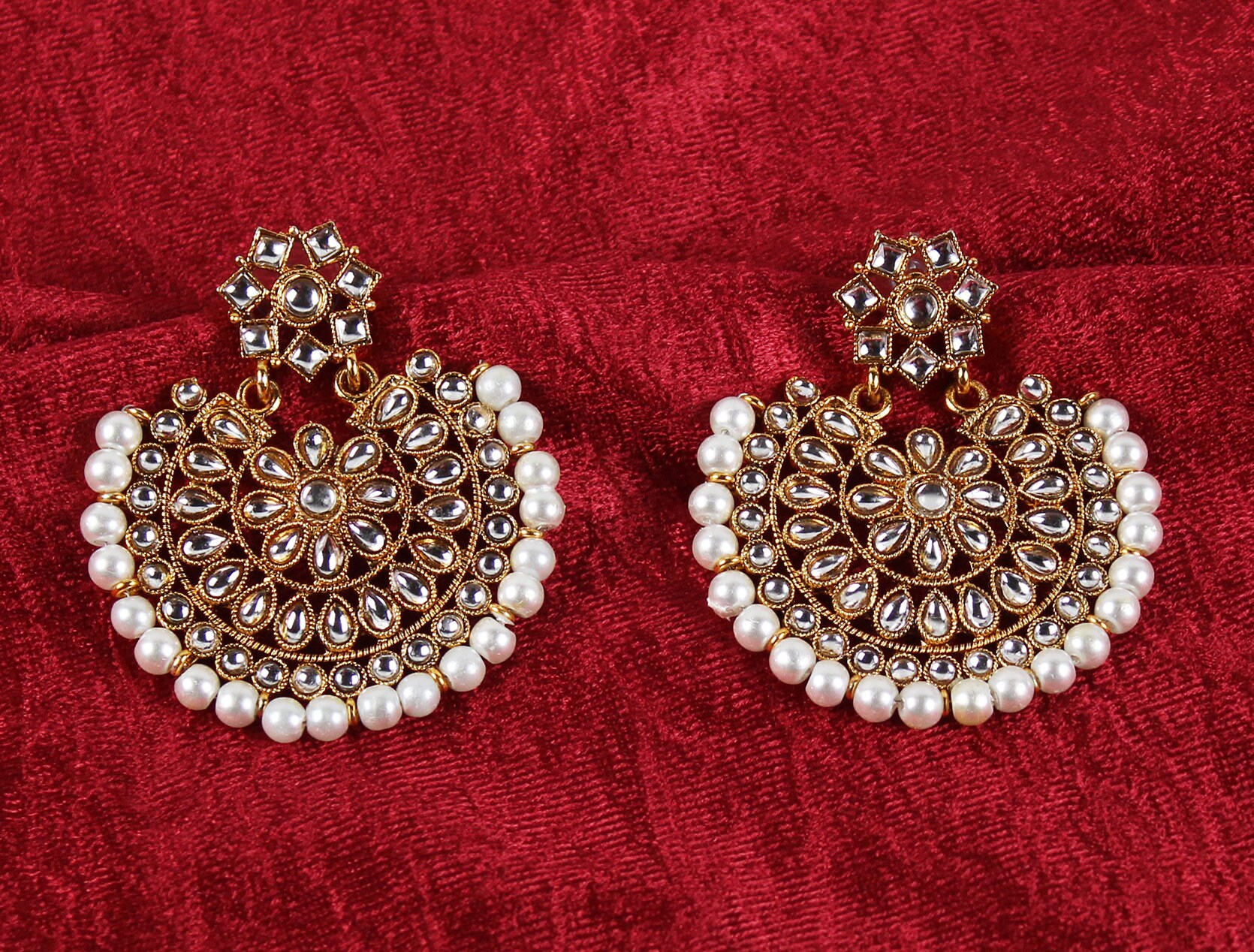 Danglers Golden Gold Plated Kundan And Stone Jewelemarket Earrings With  Maang Tikka at Rs 130/pair in Mumbai