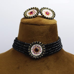 Black Kundan Choker Necklace Set: Indian Bridal Jewelry