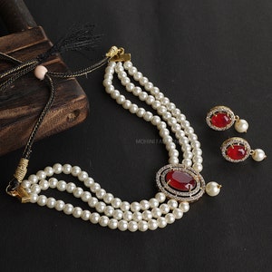 Indian Choker Necklace,IndianJewelry,WeddingJewelry,Indian Necklace,BridalJewelry,Handmade Jewelry,PartyWear Necklace Set,White Beads Choker