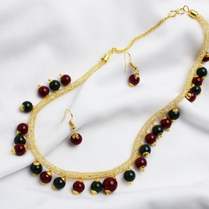 Indian Necklace,Gold Plated Necklace,Indian Handmade Jewelry,Wedding Jewelry,Indian Wedding Necklace Set,Antique Jewelry,Handmade Necklace