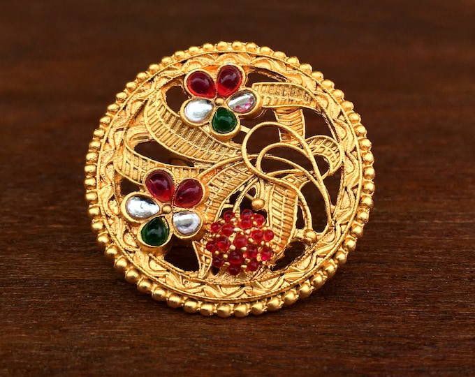 Hindu Ring, Designer Ring, Minimalist ,drop Gold Ring, Valentines Day ...