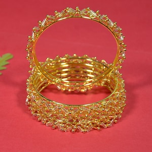 Gold Plated Bangles Set of 4,Indian Jewelry,Statement Kangan,Gift for Her,Wedding Jewelry,Bridesmaid Gift,Indian Kangan,Indian Kada