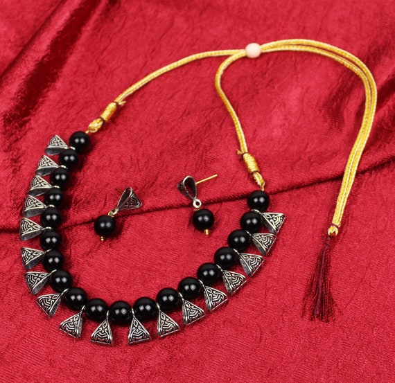 Black Beads Necklace, Indian Mangalsutra, Ruby, Czs, Emerald, Uncuts, Black  Beads Necklace, Nallapoosalu - Etsy New Zealand