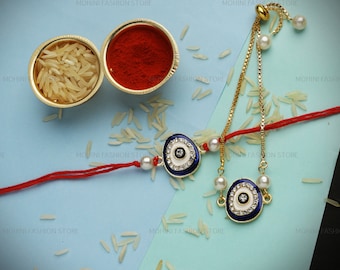 Evil Eye Rakhi for Bhaiya Bhabhi,Couples Rakhi,Rakhis for Brother,Designer Rakhi,Rakhis For Bhai,Rakhi Gift,Handmade Rakhi,Bracelet Rakhi