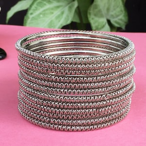 Indian Bangles Set of 12,IndianJewelry,Gift for Her,Wedding Jewelry,Bridesmaid Gift,Silver Bangles,Indian Wedding Bangles