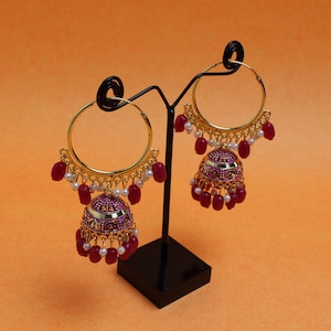 Gold Plated Hoop Jhumka Earring,Indian Jewelry,Bollywood Jewelry,Weddjng Jewelry,Jhumki Earring,Traditional Earring,Indian Bridal Jewelry