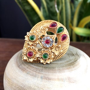 Indian Gold Plated Ring, Traditional Ring, Adjustable Ring, Statement Ring, Indian Wedding Ring, Gift For Her, Indian Ring
