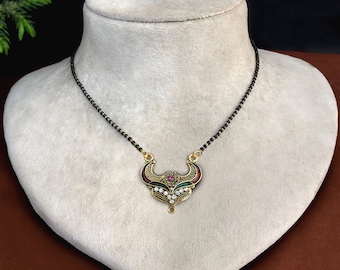 Black Bead Mangalsutra: Indian Bridal Necklace, Bollywood Jewelry