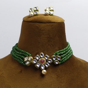 Kundan Choker Necklace,Indian Jewelry,Wedding Jewelry,Indian Choker,Indian Kundan Necklace set,Bridesmaid Gift,Ethnic Jewelry,Green Choker
