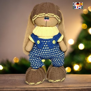 衣装 - 猫、クマ、ウサギ用の編み物とかぎ針編みのパターン「マイケル」。あみぐるみのパターンの服セット。服セットのみ PDF + ビデオ