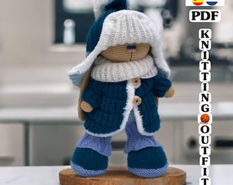 Breipatroon Poppenkleding "januari" • Outfit voor beer, konijn en kat • PDF-zelfstudie • Engels + 4 talen • Door Galina Ptashkina