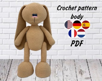 AMIGURUMI bunny. CROCHET pattern body rabbit. PDF