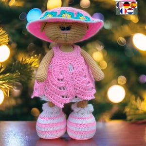 Amigurumi Crochet Clothes Pattern – &quot;Pink Dreams&quot; PDF Outfit Set for Bunny, Bear, Cat – Doll Dress, Hat, Shoes – Toy Clothes Tutorial