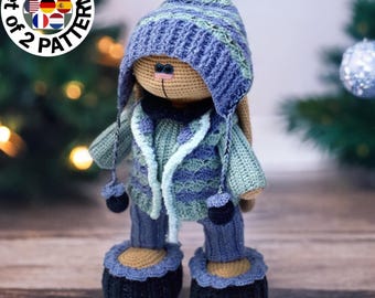Amigurumi Bunny Crochet Pattern Set – PDF Tutorial "Blueberry" Outfit + Bunny – Standing Sitting Doll – 2 Patterns – Instant Download