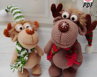 Christmas Reindeer Amigurumi Crochet Pattern – Step-by-Step Photo Tutorial (English) – Handmade Toy Digital Download