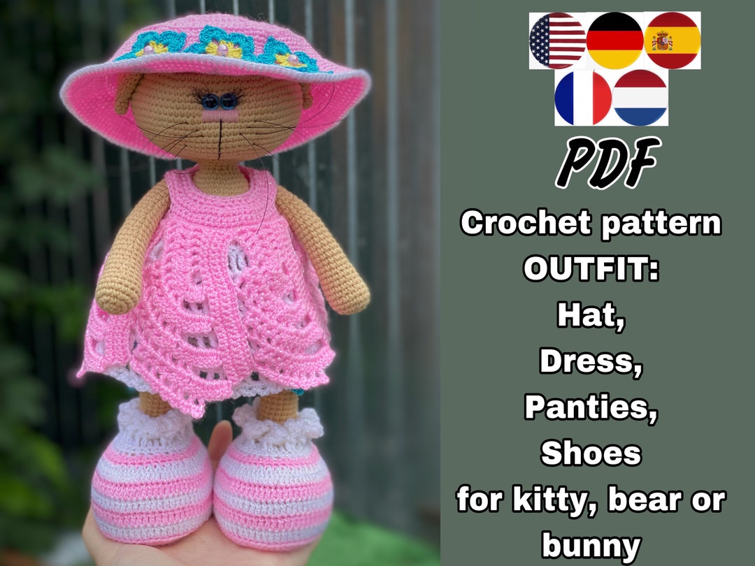 Crochet PATTERN OUTFIT. Amigurumi Clothes Set pink Dreams for Bunny