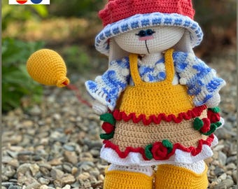 Gehaakt amigurumi-poppenkleertjes "Vakantie" | Outfit voor konijn, beer of kat | Jurk, hoed, schoenen | Digitale pdf door Galina Ptashkina