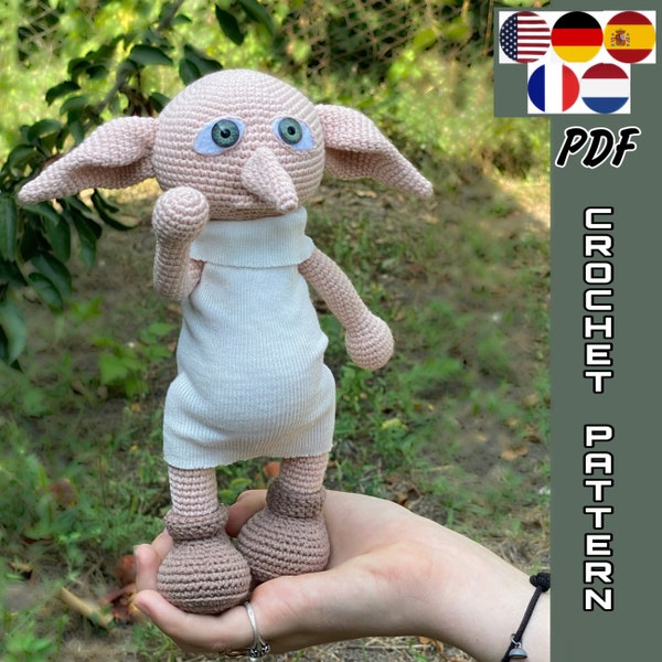 AMIGURUMI crochet pattern Elf, Cute Crochet Toys, Crochet pattern house elf toy, pdf tutorial, handmade gift, pattern doll crochet