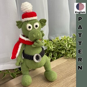 Amigurumi crochet pattern dragon, Crochet tutorial dragon, crochet pattern christmas gift PDF, amigurumi tutorials, English version.