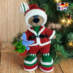 Patrón de crochet «Papá Noel» para amigurumi Conjunto de ropa para conejito, oso o gato. Conjunto para muñeca. PDF