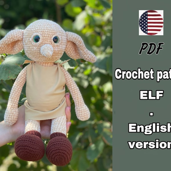 AMIGURUMI Elf doll. Crochet pattern plush elf toy. Tutorial PDF. English phototutorial