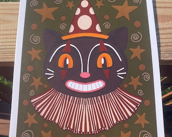 Clown Katze Print 43 x 38 cm