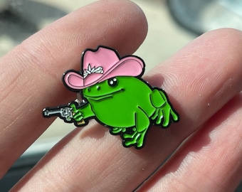 Cowboy frog enamel pin