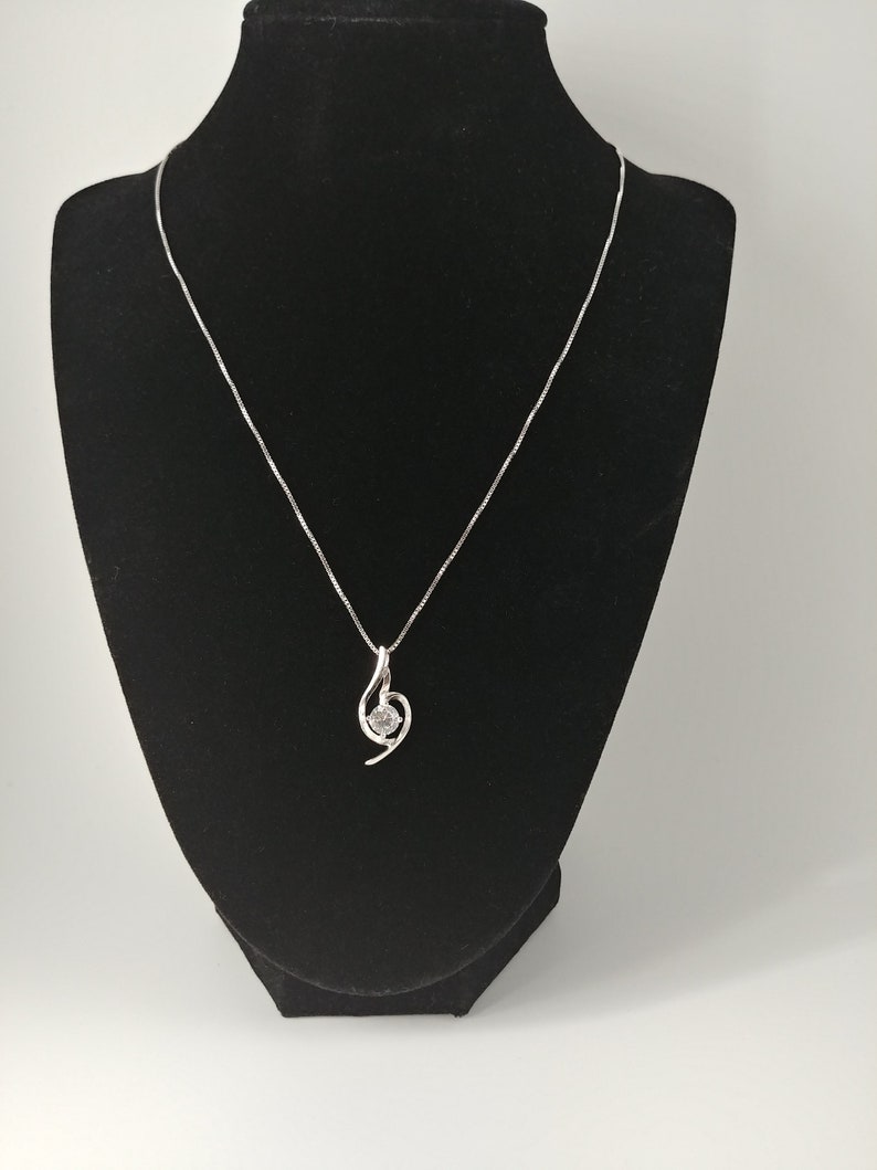 Elegant Silver Necklace with CZ Solitaire Eternal Love Necklace Stunning Silver Necklace with Amethyst Pendant.