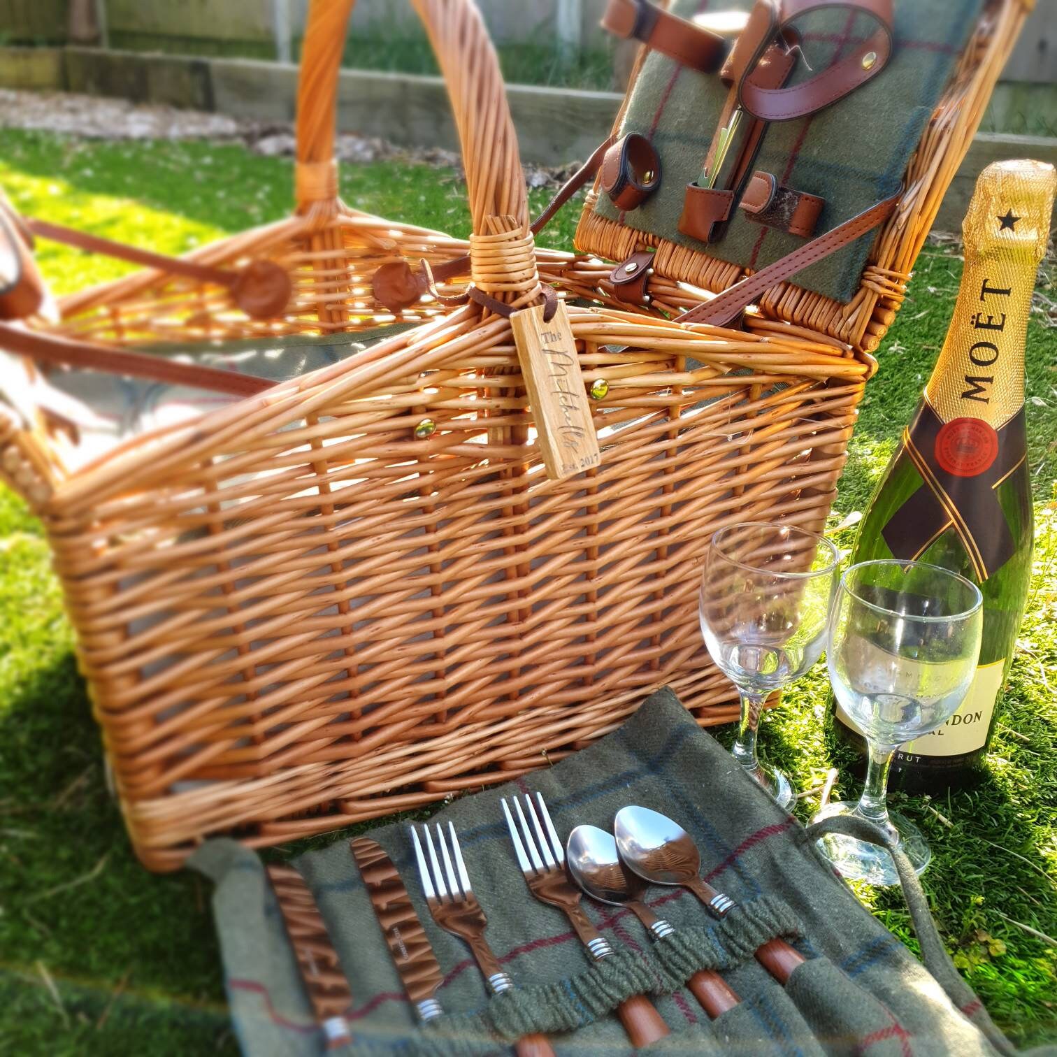 Personalised Double Lidded Picnic Hamper Basket for 2 People Etsy