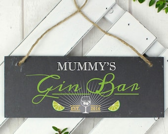 Personalised Gin Bar Slate Sign | Gin Lovers Gift | Garden Drinks Bar Gift | Mothers Day Gift Ideas