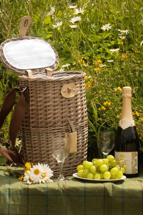 Personalised Wicker Bottle Insulated Wine Cooler Carrier Basket