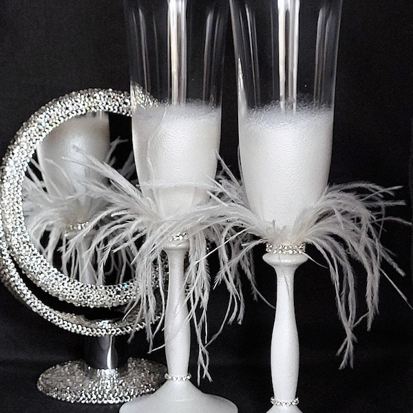 Wedding accessories wedding glasses champagne glasses champagne glass wedding candles ring box ring pillow bridal accessories flute with name crystals