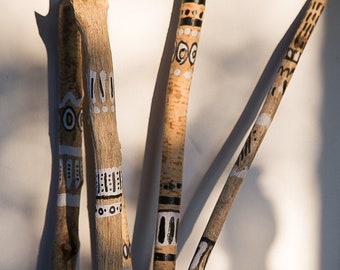 Unique wooden decoration-sticks with bobrowego hand painted. Wooden decoration for vase or detached.