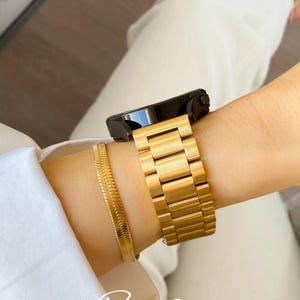 Gold Stainless Steel Samsung Watch Band 20mm 22mm, Solid Link Bracelet for Galaxy Watch 6 5 4 Classic, Galaxy Watch Strap For Her, Gift For