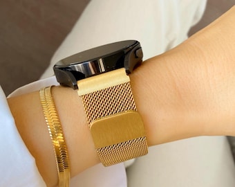 Bracelet de montre Samsung avec boucle milanaise dorée 20 mm 22 mm, bracelet magnétique pour montre Galaxy 6 5 4 classique, cadeau pour elle