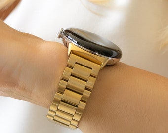 Gold Band For Google Pixel Watch 3 2 1, Adjustable Stainless Steel Strap 41mm, Unisex Pixel Accessory, Gift for Her