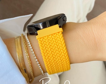 Bracelet de montre à boucle solo tressé pour Galaxy Watch 6 5 4 Classic, bracelet en nylon extensible pour 20 mm 22 mm, cadeau pour elle