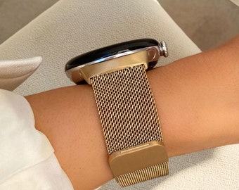 Gold Metal Band For Google Pixel Watch 3 2 1, Adjustable Mesh Strap 45mm, Pixel Accessories, Gift For Her