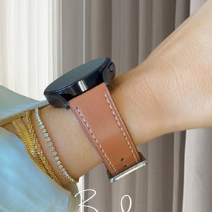 Genuine Leather Strap for Galaxy Watch 6 5 4 Classic, Leather Samsung Watch Band 20mm 22mm, Men&#39;s Smartwatch Band, Gift For Her