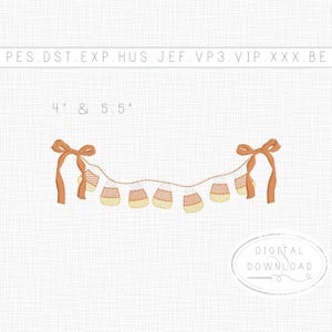 Sketch Candy Corn Halloween Banner Embroidery Design 4&quot; &  5.5&quot; Machine Embroidery File Monogram or Name  Trick or Treat Bags