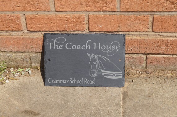 Personalised Engraved Slate House Address Door Number Name Plaque Sign Horse 