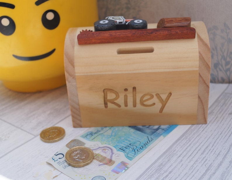 Childrens wooden money box personalised money box ladybird Etsy