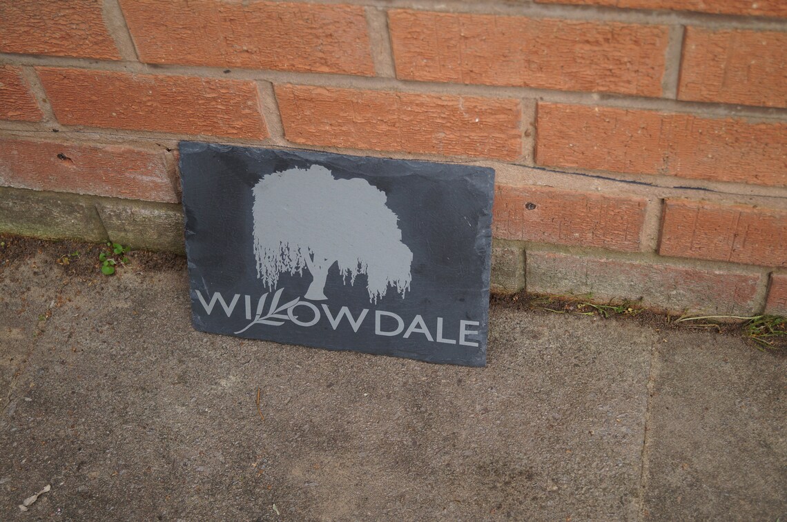 Willow Tree Sign Slate House Sign Personalised Slate Sign Etsy